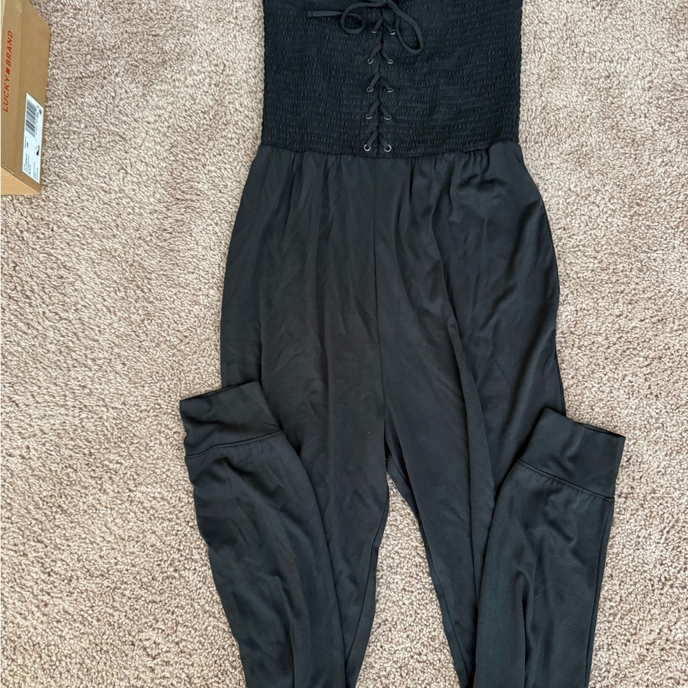 Aeropostale Black Lace-Up Jumpsuit